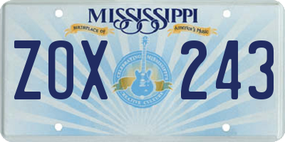 MS license plate ZOX243