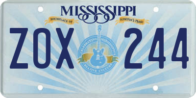 MS license plate ZOX244