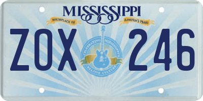 MS license plate ZOX246
