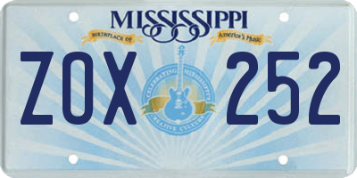MS license plate ZOX252