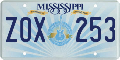 MS license plate ZOX253