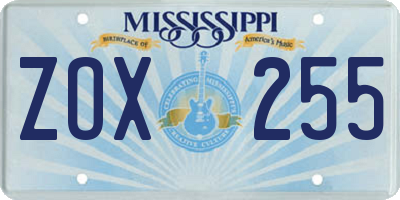 MS license plate ZOX255