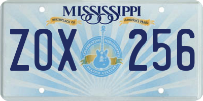 MS license plate ZOX256