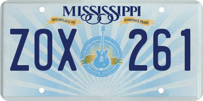 MS license plate ZOX261