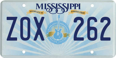 MS license plate ZOX262