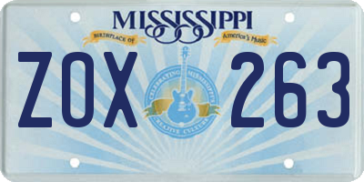 MS license plate ZOX263