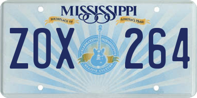 MS license plate ZOX264