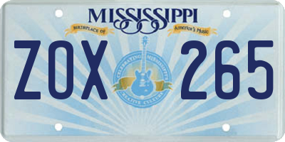 MS license plate ZOX265