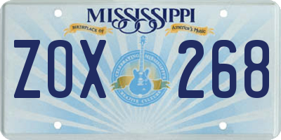 MS license plate ZOX268