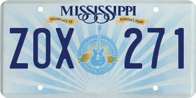 MS license plate ZOX271