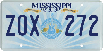 MS license plate ZOX272