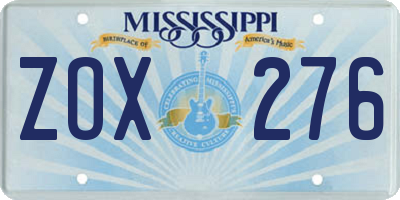 MS license plate ZOX276