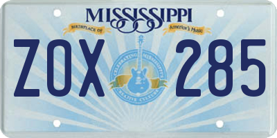 MS license plate ZOX285