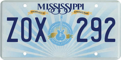 MS license plate ZOX292