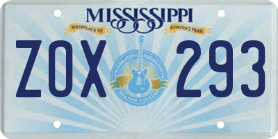 MS license plate ZOX293