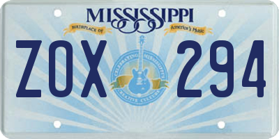MS license plate ZOX294