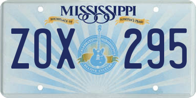 MS license plate ZOX295