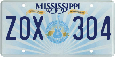 MS license plate ZOX304