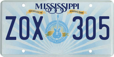 MS license plate ZOX305