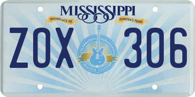 MS license plate ZOX306