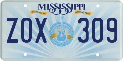 MS license plate ZOX309