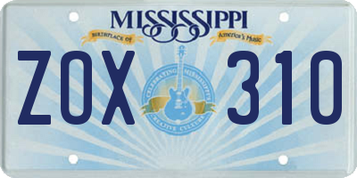 MS license plate ZOX310