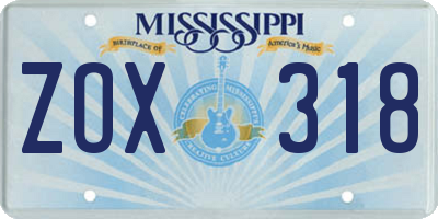 MS license plate ZOX318