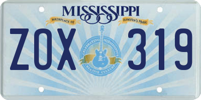MS license plate ZOX319