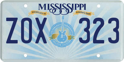 MS license plate ZOX323