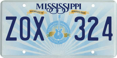 MS license plate ZOX324