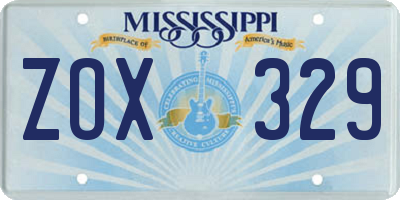 MS license plate ZOX329