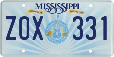 MS license plate ZOX331
