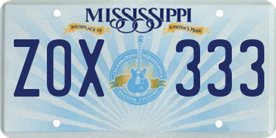 MS license plate ZOX333