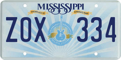 MS license plate ZOX334