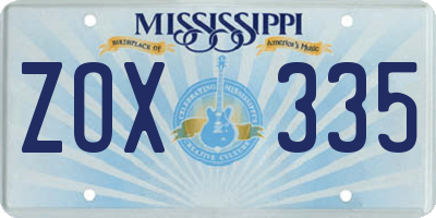 MS license plate ZOX335