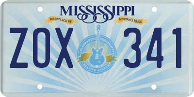 MS license plate ZOX341