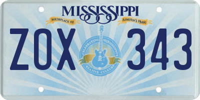 MS license plate ZOX343