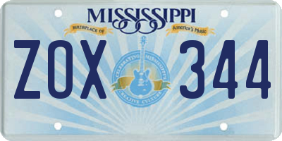 MS license plate ZOX344
