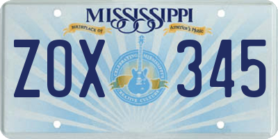 MS license plate ZOX345