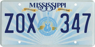 MS license plate ZOX347