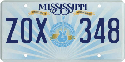 MS license plate ZOX348