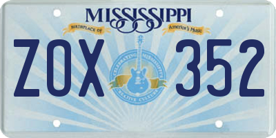 MS license plate ZOX352