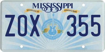 MS license plate ZOX355