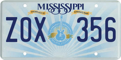 MS license plate ZOX356