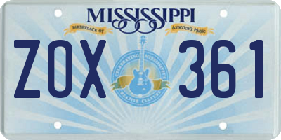 MS license plate ZOX361