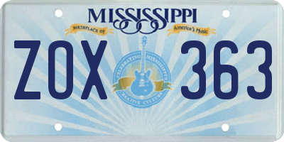 MS license plate ZOX363