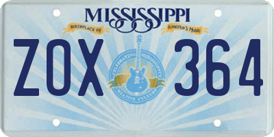 MS license plate ZOX364