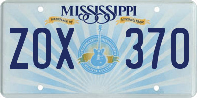 MS license plate ZOX370