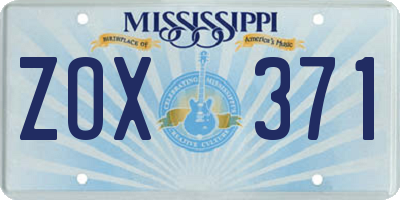 MS license plate ZOX371