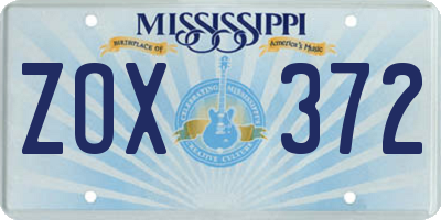 MS license plate ZOX372